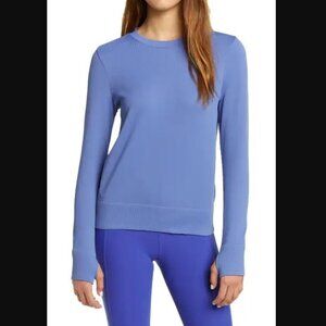 Zella Women's Seamless Rib Sweatshirt in Blue Marlin Size S